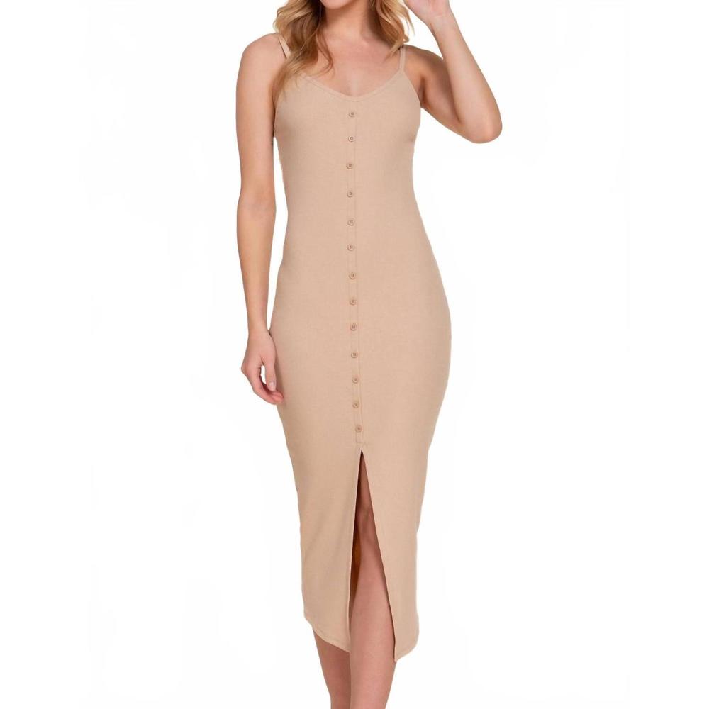 NEW ACTIVE BASIC women's cami midi dress in beige